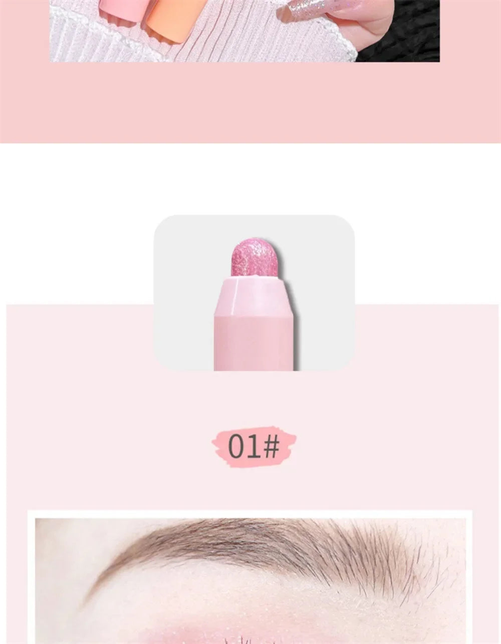 Pearlescent Eyeshadow Stick Pencil Glitter Eyeshadow Waterproof Shimmer Silkworm Liner Pen High-gloss Cosmetics Beauty Makeup