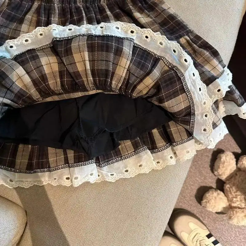 Korean Chic Y2K Sweet Girl's White Princess Mini Skirt Ballet-style Tiered Skirt Elastic High Waist Cake Skirt Shorts All-match