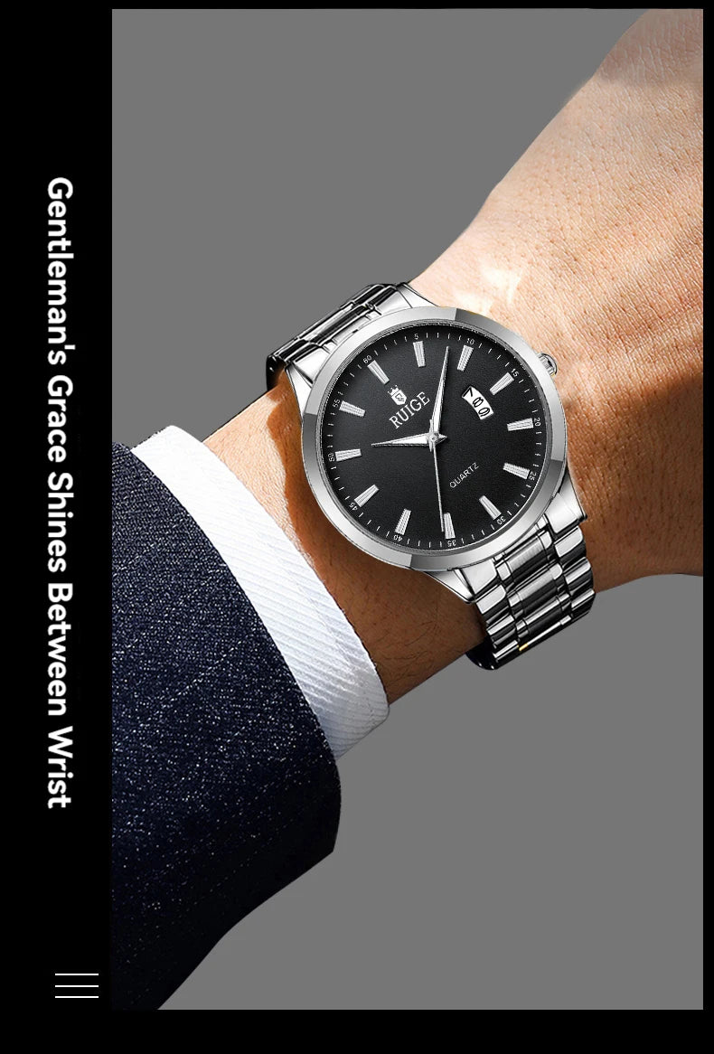 RUIGE Fashion Men's Watch Roman Scale Minimalist Men's Famous Watch Night Glow Waterproof Trendy Watch