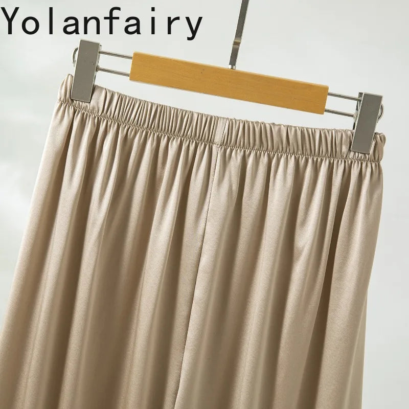 YOLANFAIRY 93% Real Mulberry Silk Pajamas for Woman 2026 Spring Summer High-end Sets Woman 2 Piece Short Sleeve Pijamas De Mujer