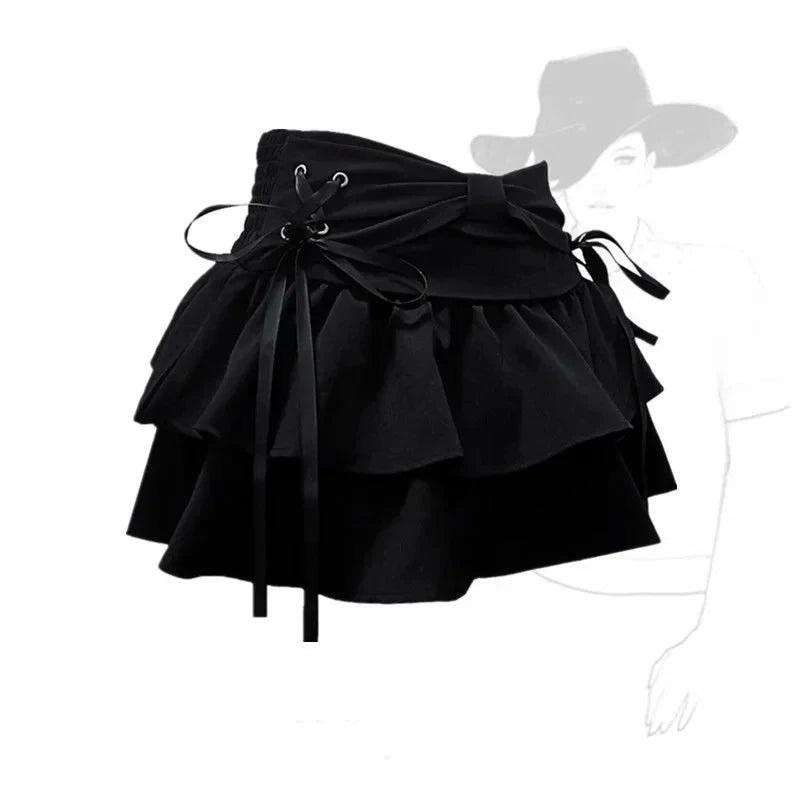 Mini Skirts for Women Sweet Cute Jupe Fashion Summer Japanese 2026 Faldas Mujer De Moda Bow Polka Dot Ruffles Y2k Skirt