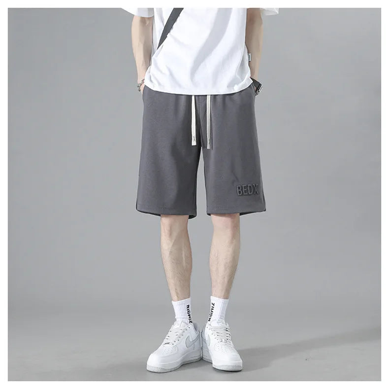 American Style Men's Summer Thin Sporty Loose Fit Casual Shorts Five-Quarter Polyester Fiber Straight Leg Street Style