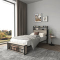 Orraves Twin Bed Frames , Headboard and Charging Station & LED Light for Bedroom, Solid and Stable, Noise Free, No Box Spring Needed, Easy Assembly