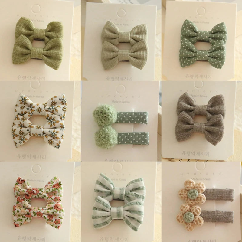 AITOUSHI Girls' Cotton Bow Hair Clips - Handmade Classical Headwear