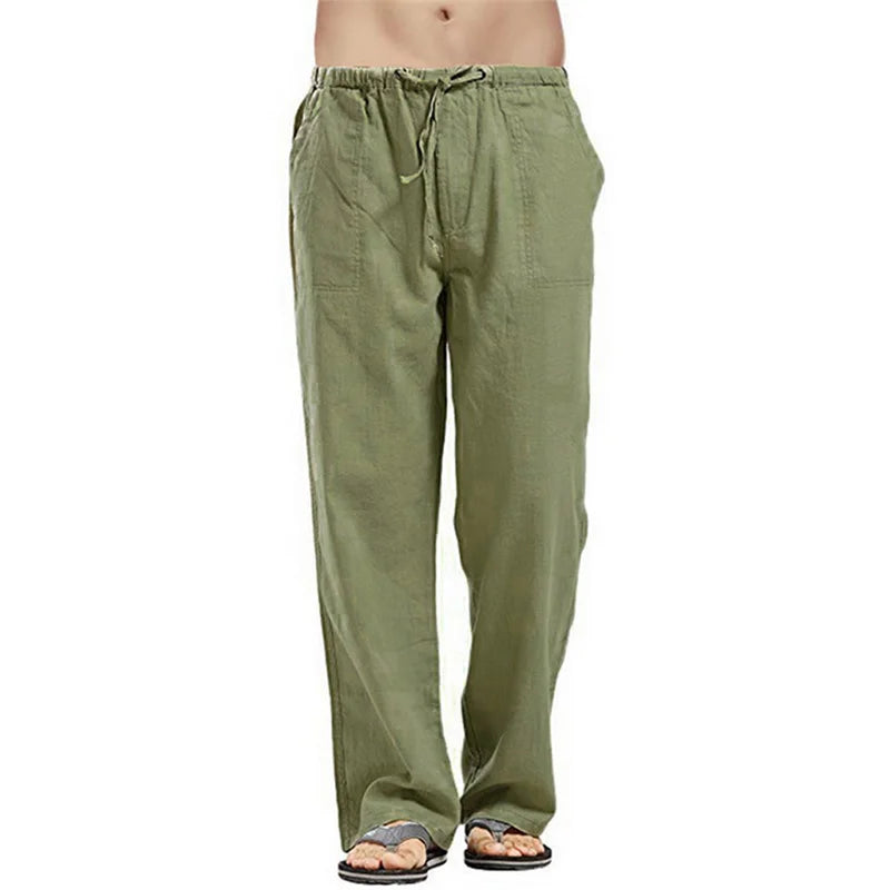 Spring Linen Wide Men Pants Korean Trousers Oversize Cotton Streetwear Male New Yoga Pants Casual Men Clothing Sweatpants