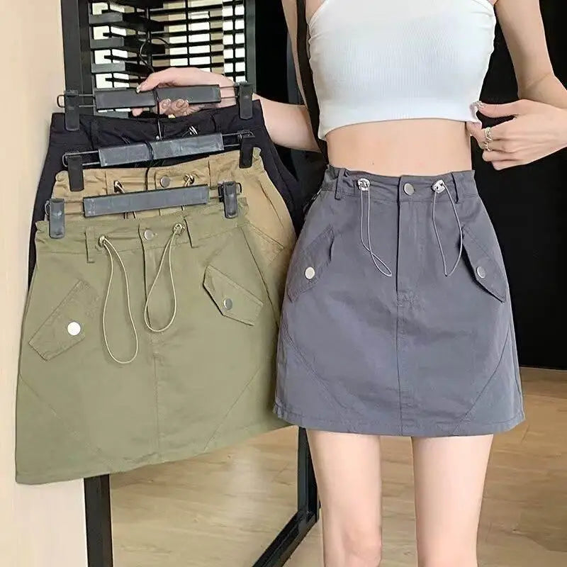 ay Denim  Skirt Women's Summer New High Waist Slimming Hot Girl A-Line Bodycon ort Skirt Trendy Workwear Skirt