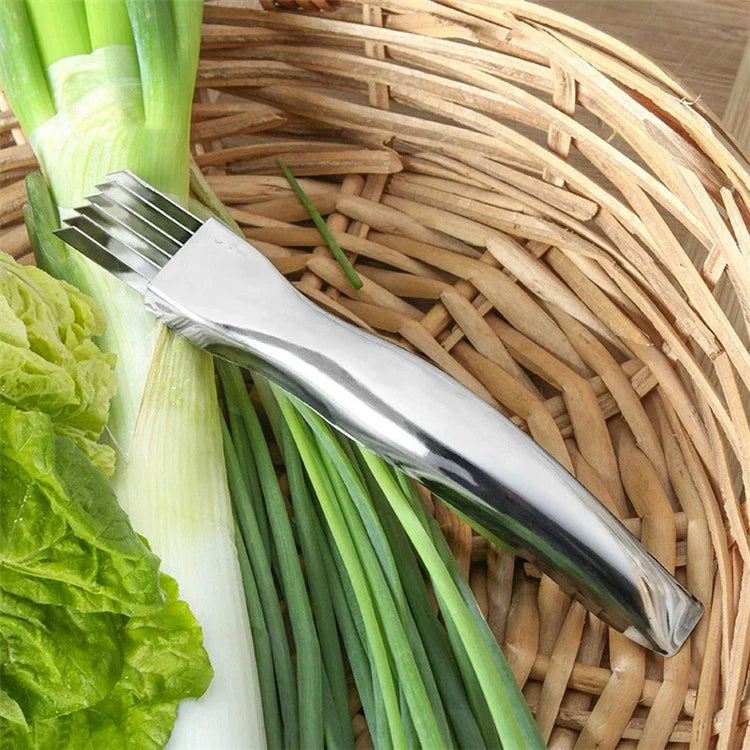 Kitchen Shred Silk The Knife, Stainless Steel Chopped Green Onion Knife, Curved Handle Design, Food Speedy Chopper Green Onion