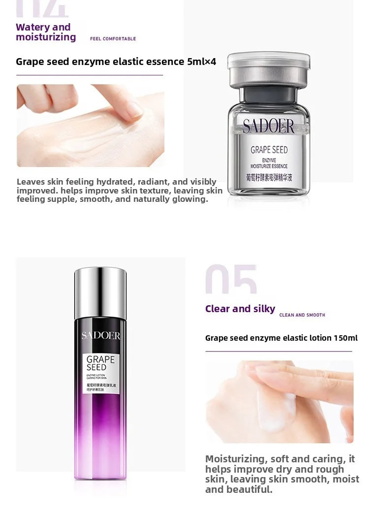 Grape seed  Moisturizing and Anti-Wrinkle Set Reduces Fine Lines Repairs Skin Hydrates Brightens Anti-Aging Firming Skin care