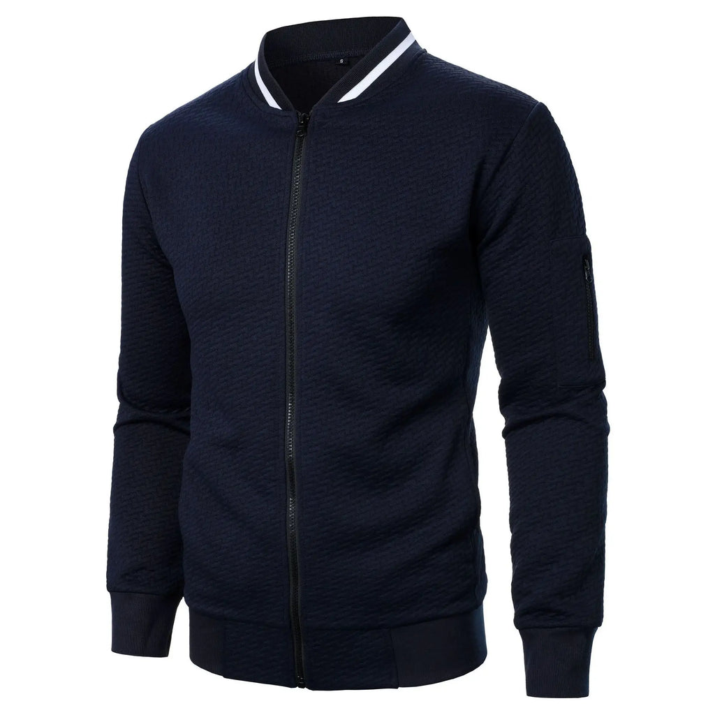 New Men's New Zip Stand Collar Sweatshirt Jacket Men's Casual Jacquard Cardigan Sweatshirts Baseball Jackets Men Clothing