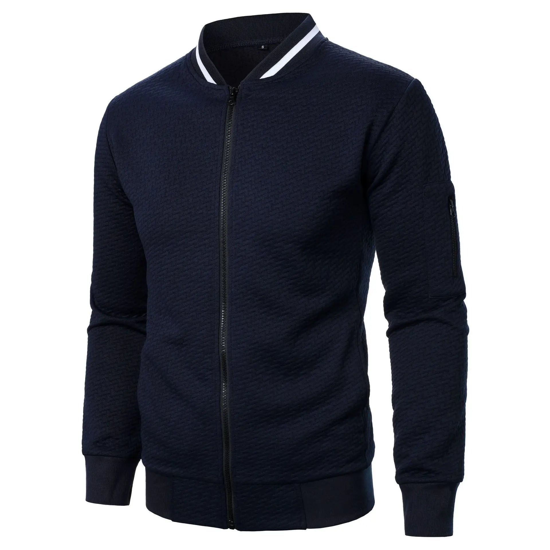 New Men's New Zip Stand Collar Sweatshirt Jacket Men's Casual Jacquard Cardigan Sweatshirts Baseball Jackets Men Clothing
