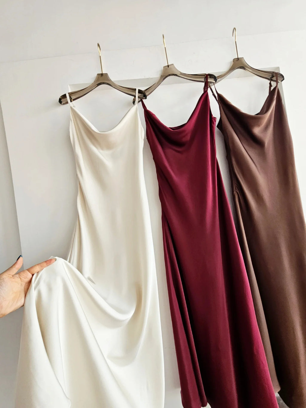 Acetate Satin Long Dress Women's Vacation Gown U-Neck Strapless Luxury Elegant Draped Skirt Three-Dimensional Effect Dyed