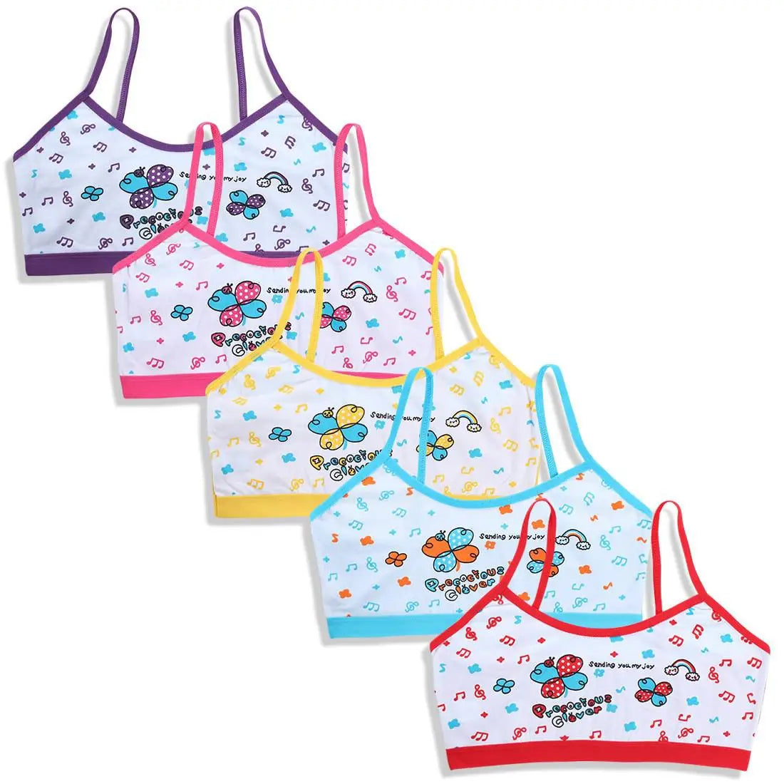 3pcs Teenage Girls Training Bras Cotton Floral Camisole Undershirts