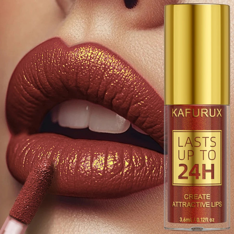 Kafurux Glitter Metallic Lip Gloss - Waterproof Long-Lasting Lip Tint