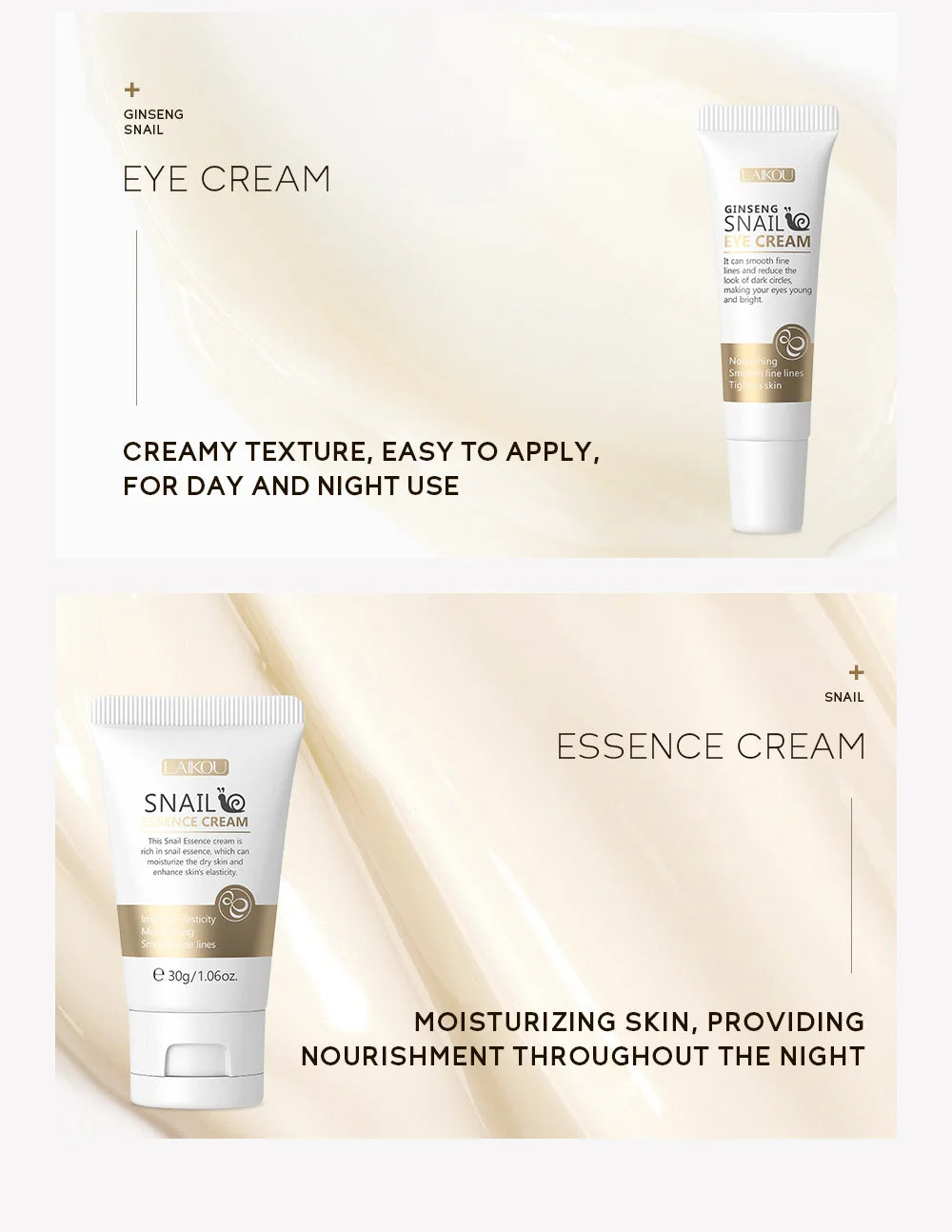 LAIKOU Vitamin C Skin Care Sets 3pcs Face Cream Serum Eye Cream Moisturizing Anti Wrinkles Facial Care Kit