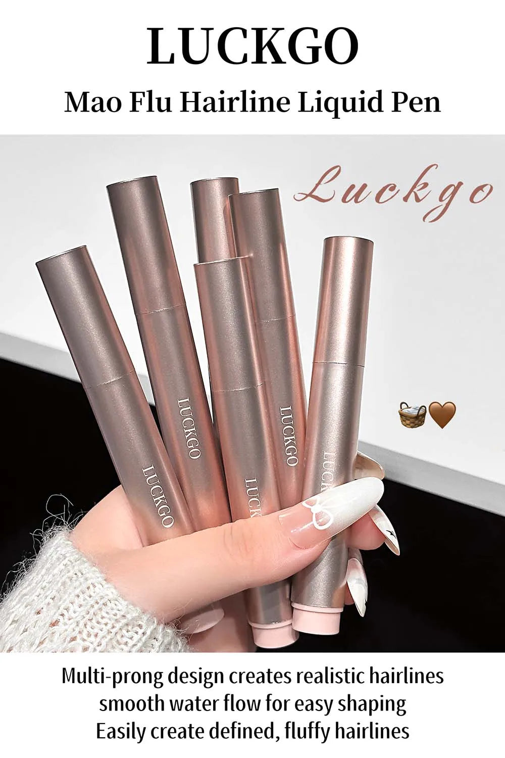 Natural Hair-Like Stroke Liquid Eyebrow & Hairline Pen Multi Forks Outline Wild Eyebrow Easy To Wear Waterproof Makeup Pen