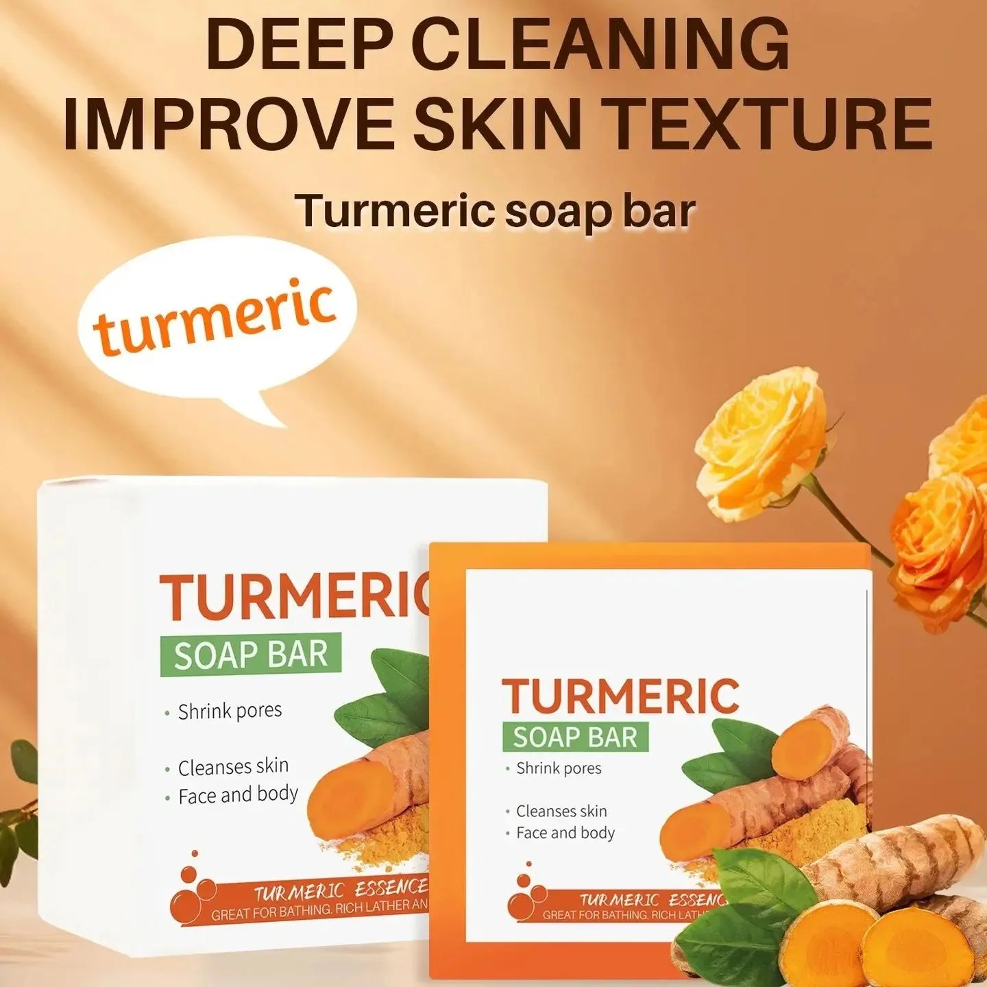 Natural Turmeric Soap Body Cleaning Lightening Dark Underarm Leg Bath Cleansers Brightening Face  Soap Tender Skin Care Beauty