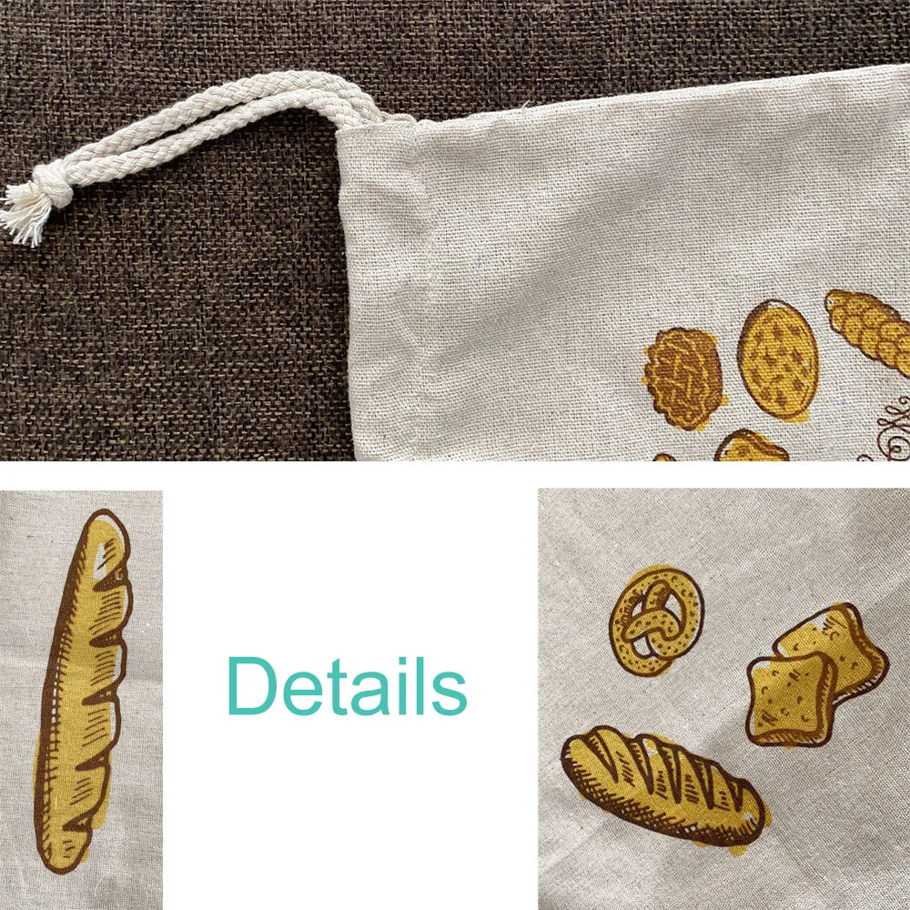 Bolsas de lino de algodón para pan, bolsas reutilizables con cordón para pan de molde, bolsas de lino para almacenar pan artesanal, bolsas de lino para baguette, se puede imprimir el logotipo