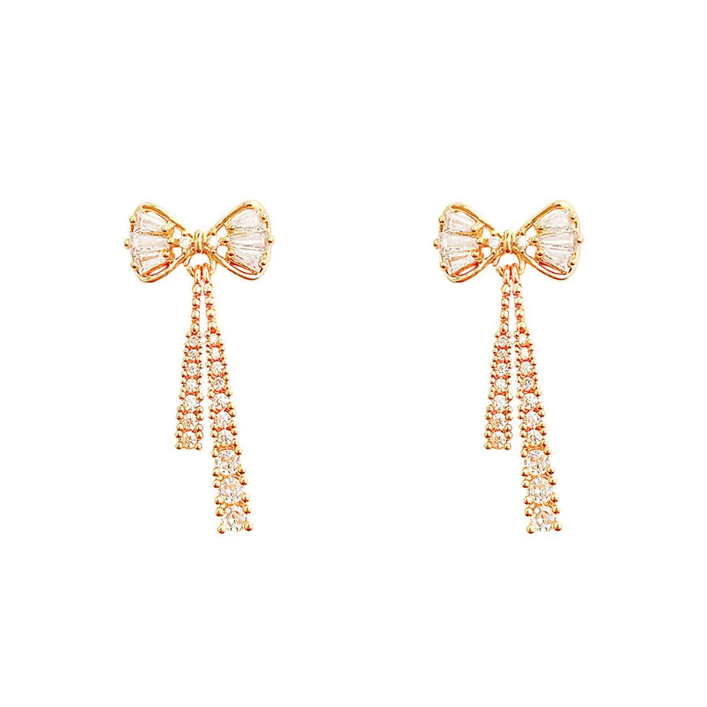 Fashion Bow Crystal Zircon Earrings For Women'S Trendy Jewelry Ear Accessories Valentine'S Day