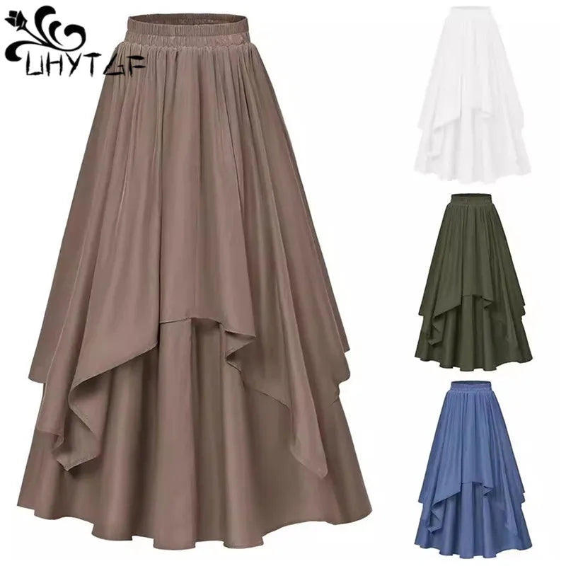 Cosplay Medieval Skirt Vintage Dress Up Hem Carnival Skirt Clothing Halloween Costume Maxi Skirt For Women Big swing Skirt 3162