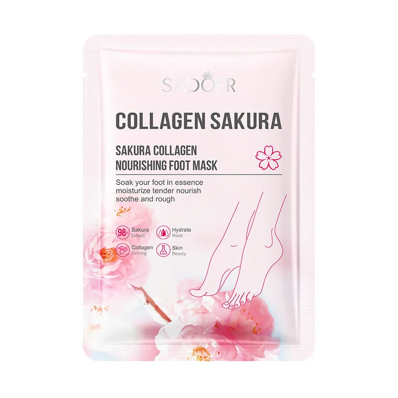 5 Pairs SADOER Collagen Sakura Nourishing Foot Mask Moisturizes Exfoliates And Nourishes Tender Smooth Feet Skin Care Masks