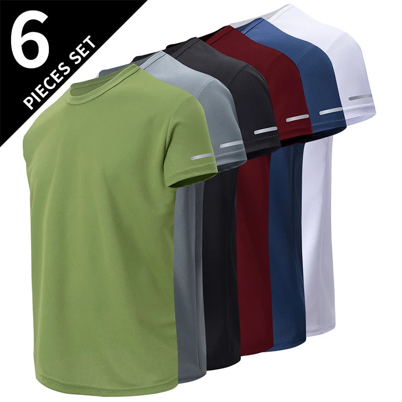 1/2/4Pcs Men'S Summer Solid Color Mix And Match Short-Sleeved Young Men'S Loose Quick-Drying Sports Running Shirt Middle-Aged T-