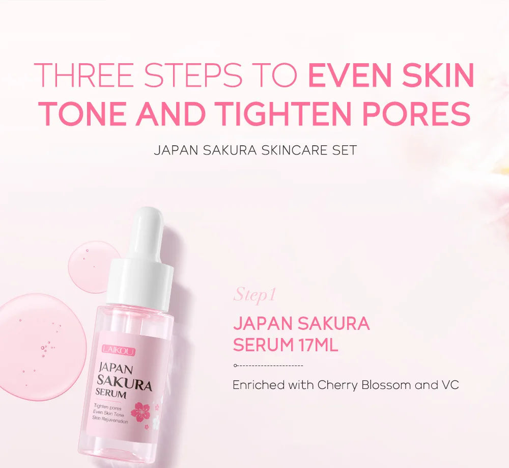 LAIKOU Vitamin C Skin Care Sets 3pcs Face Cream Serum Eye Cream Moisturizing Anti Wrinkles Facial Care Kit