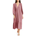 Muslin 100% Cotton Long Sleeve Dresses For Women Sexy V-Neck Solid Women'S Elegant Loose Dresses Chic Maxi Birthday Party Dress
