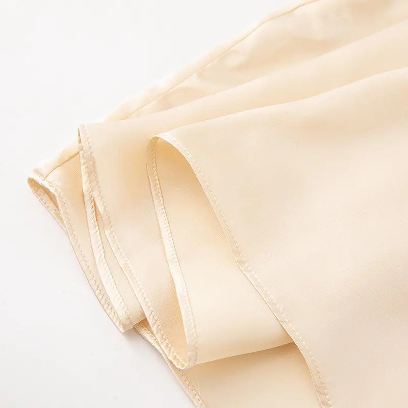 Loose 100%Silk Short Sleeve Nightgown, Summer Medium-long Satin Sleepwear Woman