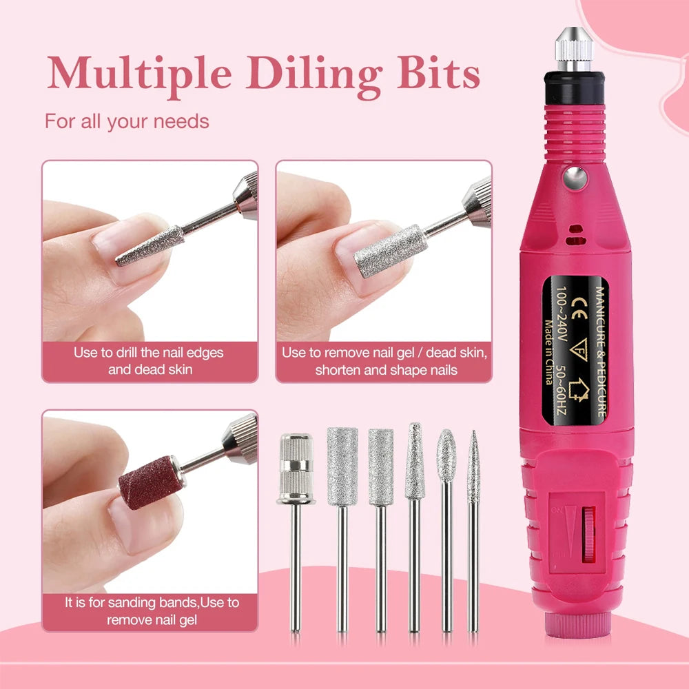 Electric Nail Sander Set Nail Drill Machine Grinding Equipment Milling Cutter For Manicure Pedicure Strong Polishing Tools