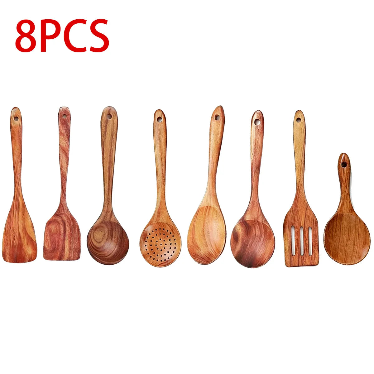 10-Piece Teak Wooden Cooking Utensil Set