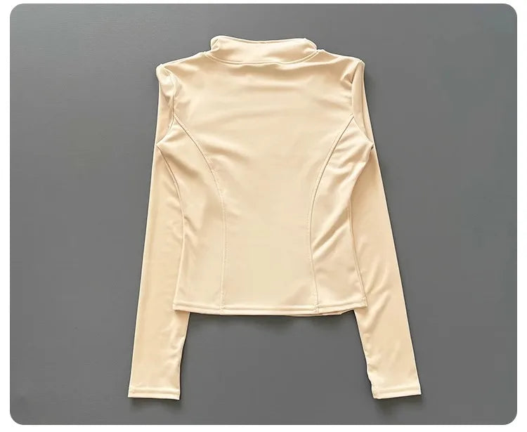 Women's Workout Jacket Stretch Fitted Zip Front Long Sleeve Running Yoga Slimming Waist-Cinching Stand Collar Quick-Dry Sportswe