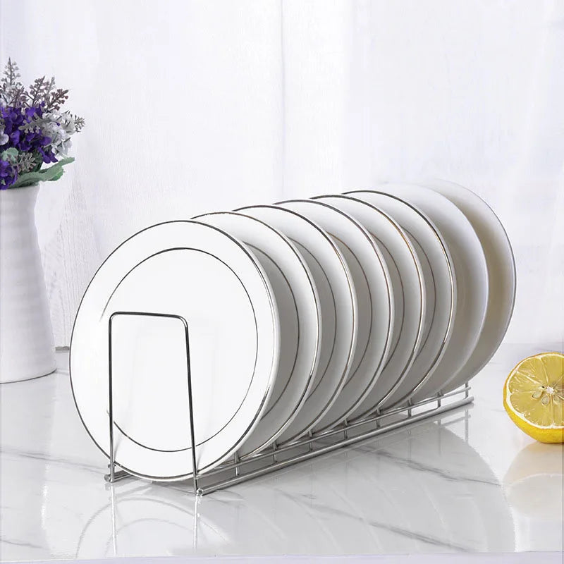 Organizador de platos de acero inoxidable para cocina, escurridor de platos, estante para cubiertos, tapas de ollas, accesorios de cocina.