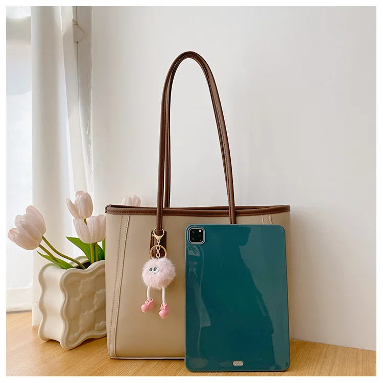 Solid Color PU Leather Women's Handbag, Versatile Korean Single Shoulder Underarm Bag, Temperament Tote Bag for Women Daily Use