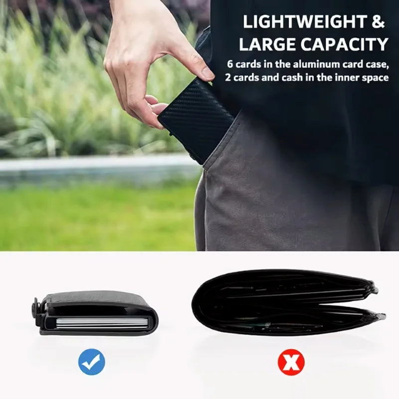 RFID Blocking Credit Card Holder Minimalist Men Wallet Carteira Masculina Money Bag Carbon Fiber Id Bank Cardholder Coin Purse