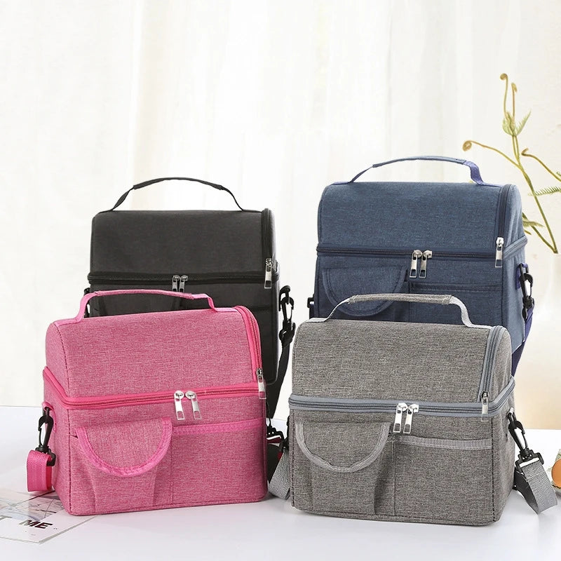 Lonchera térmica portátil de gran capacidad con aislamiento para mantener frío y caliente, bolsa de viaje cruzada para camping y picnic