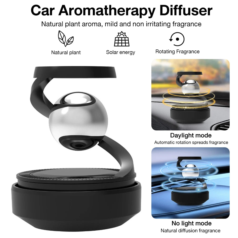 Solar Car Air Freshener Automatic Rotation Dashboard Fragrance Car Perfume Deodorant Oil Diffuser Auto Interiors Accessories