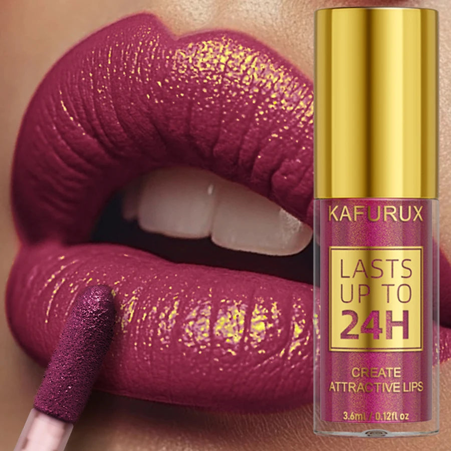 Kafurux Glitter Metallic Lip Gloss - Waterproof Long-Lasting Lip Tint