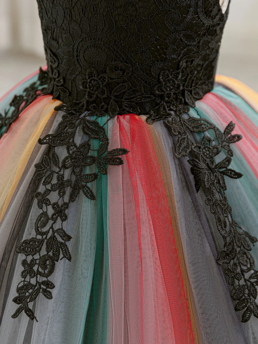 HETISO Little Girl Carnival Dress Rainbow Mesh Kid's Costumes Flower Birthday Ball Gown 3-10 Years