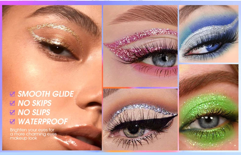 Slim Shiny Eye Liners Eyeshadow Liquid Pencil Pearlescent Silkworm Stick Waterproof Diamond Glitter Sequins Eyeliner Makeup