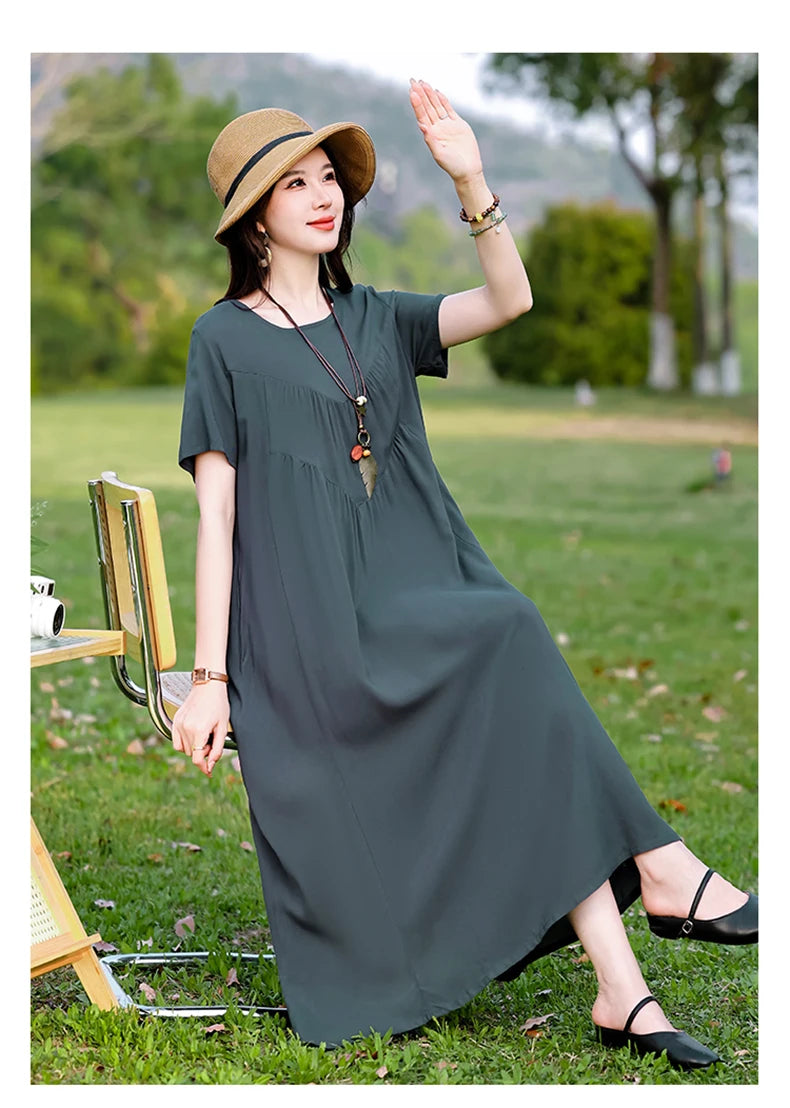 New Print plus size 2026 New Fashion Floral Printed Summer Dress Vestidos Elegant Short Sleeve Slim O-Neck Party Women clothing