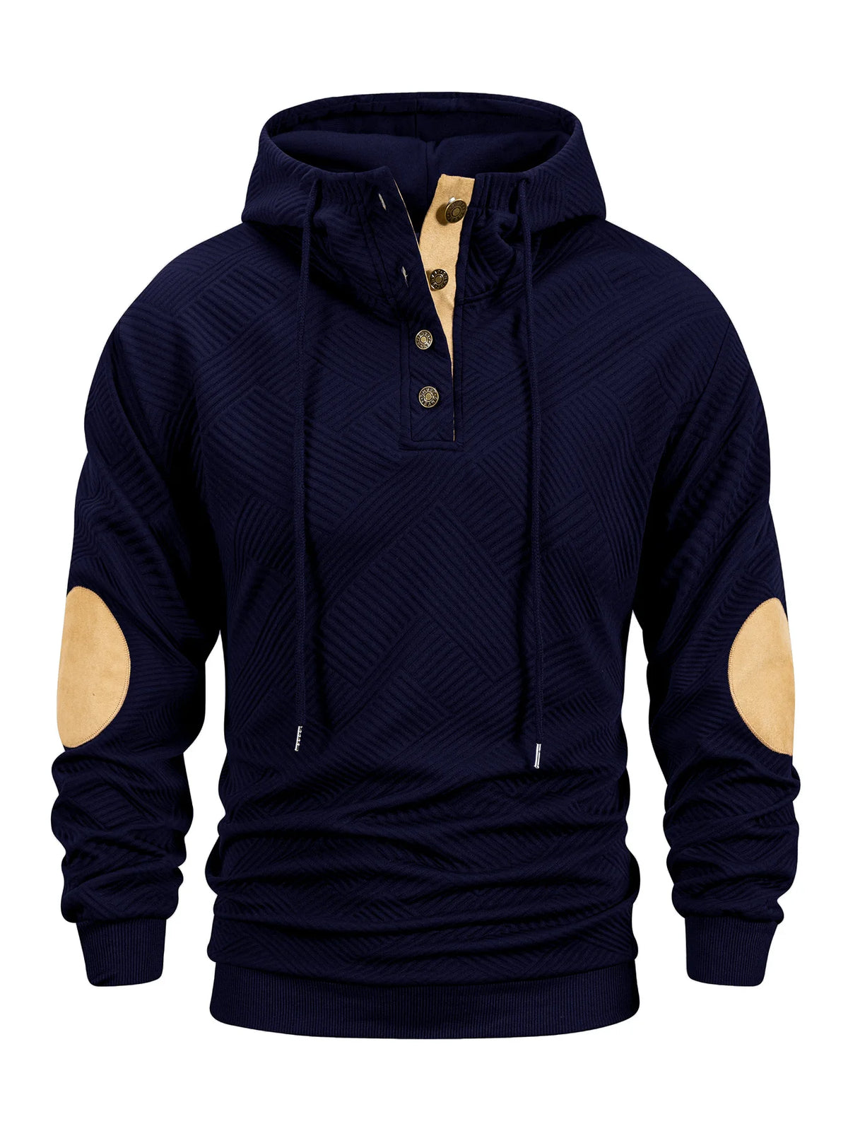 Men's 1/4 Button Hooded Sweatshirt - Casual Long Sleeve Pullover