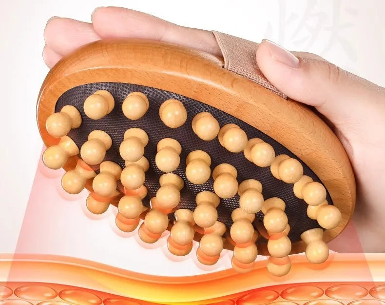Home massage comb, beech wood meridian brush, universal for the whole body to clear meridians, abdominal and leg massage device