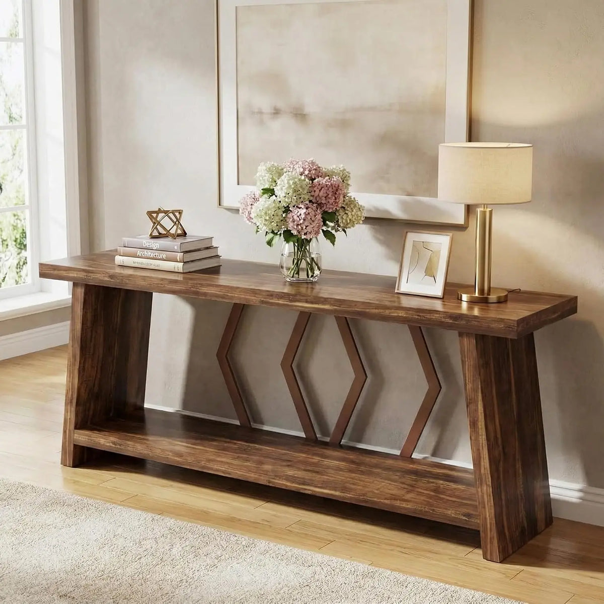 71" Narrow Console Sofa Table with Storage, Wood Farmhouse Entryway Hallway Accent Table, 71x12x32, Customized