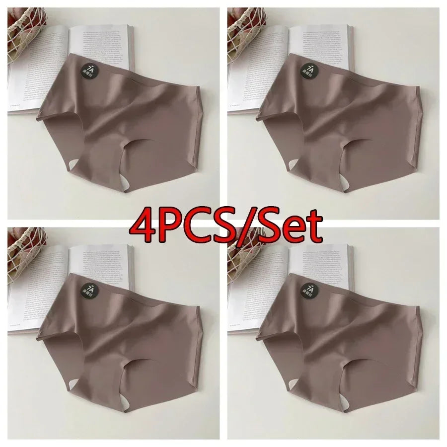 4PCS Women's Seamless Mid-Rise Briefs - Soft Nylon Panties