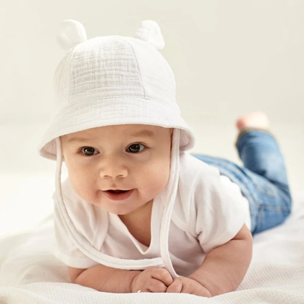Muslin Baby Summer Hat Newborn Cap Cotton Baby Sun Hats For Girls Boys Infant Bucket Hat For Toddler Accessories 3-12M