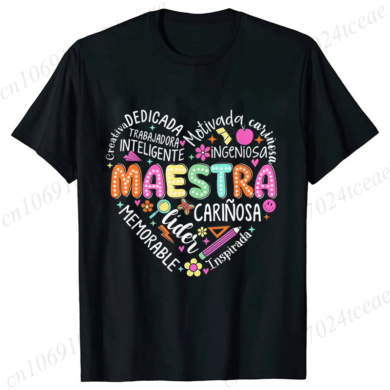 Spanish Maestra Women's T-Shirt Casual Short Sleeve Graphic Tee