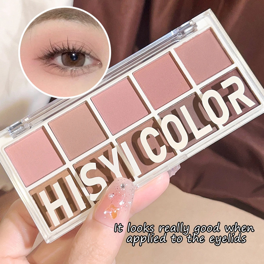Hisyi Star Rejuvenation Ten-Color Eye Shadow Pearl Matte Pink Pure Desire Powder Brown Plate Gentle Daily Cheap Makeup