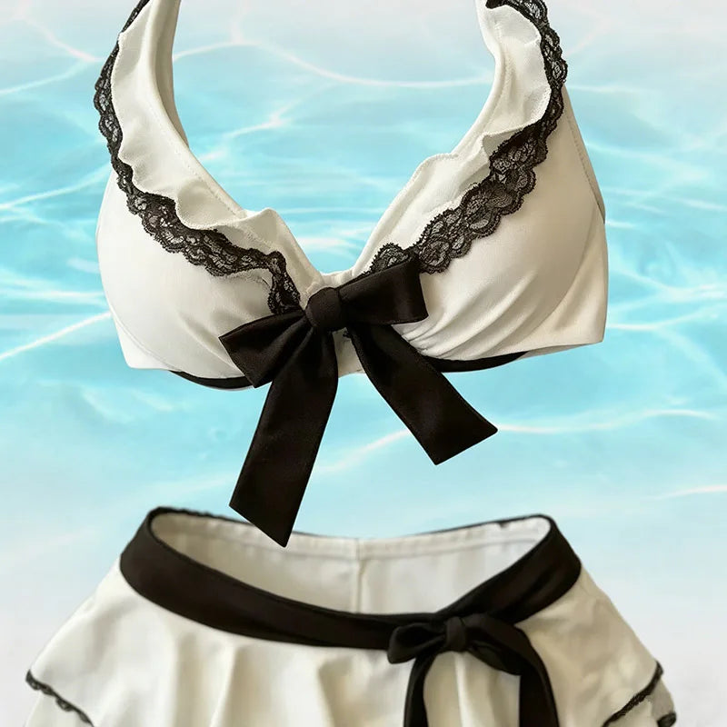 2000s Summer Aesthetic Women Clothing Kawaii Crop Top Bow Swimming set Sexy Harajuku Femme Camis Y2k Tank Tops Korea Camisole