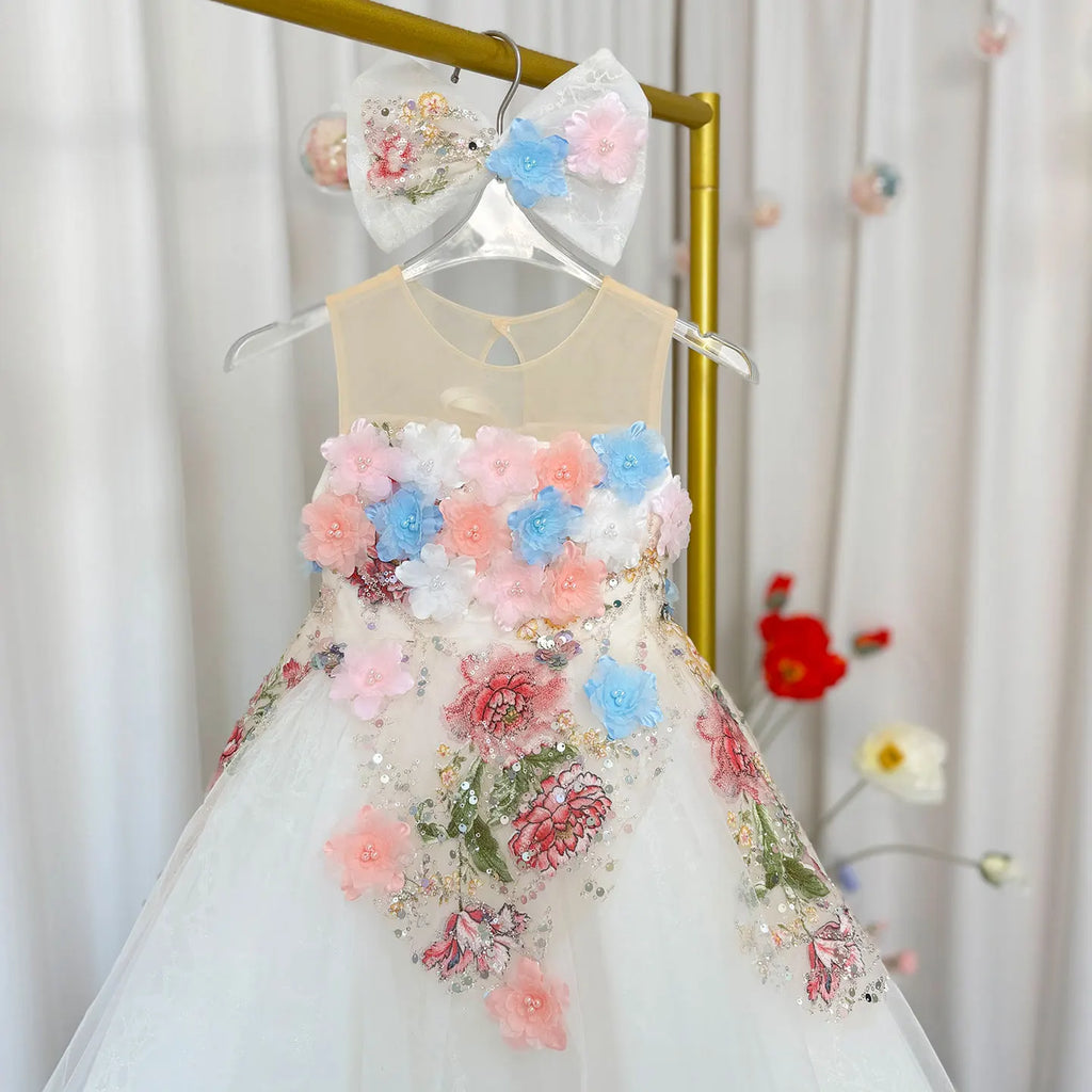 Dreamy Vow J292B Flower Baby Girl Elegant Princess Dress Beaded White Party Birthday Gowns