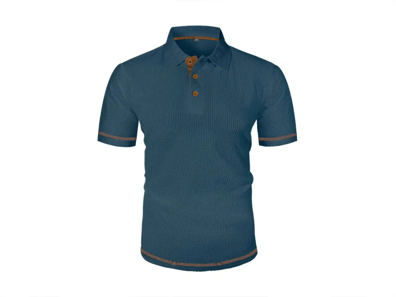 Summer ice silk lapel men's short-sleeved T-shirt men's clothing top